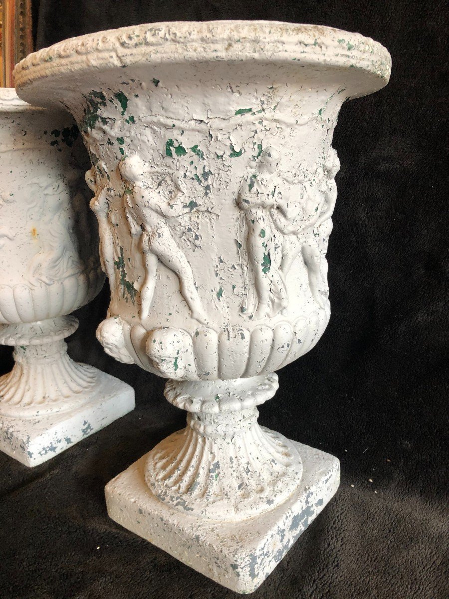 Paire De Vases De Jardin En Ciment Début XXème-photo-3