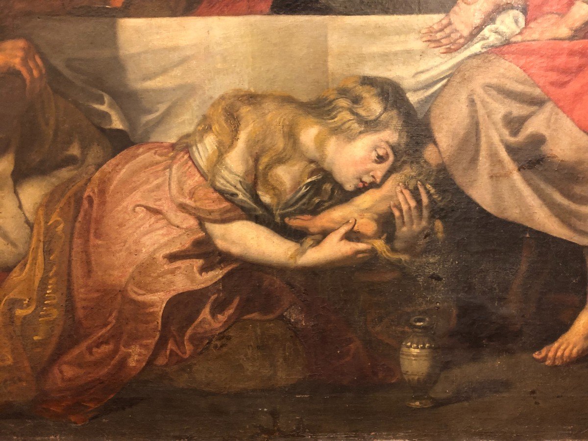 école Flamande XVIIème Suiveur De Pierre Paul Rubens - Le Repas Chez Simon Le Pharisien -photo-2