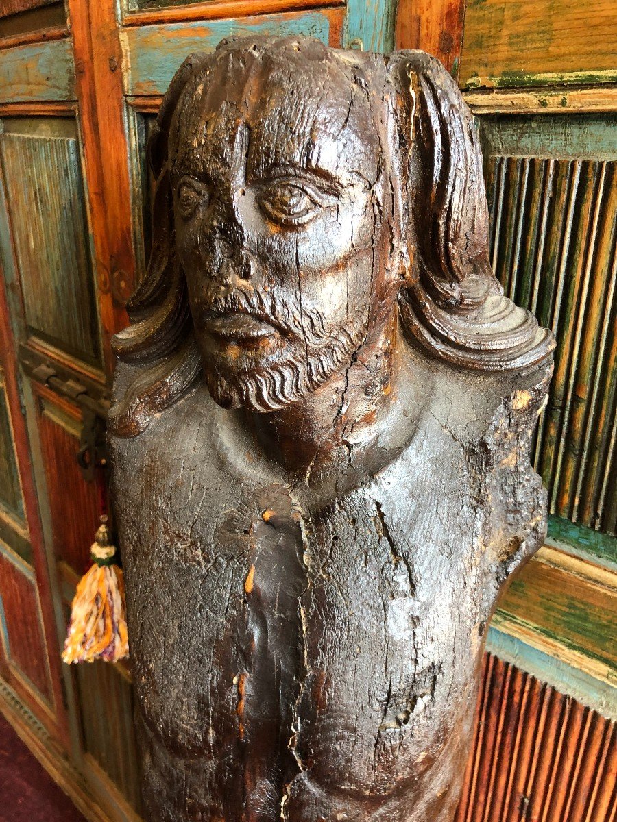 Large Christ In Wood Early XVIth Height 130 Cm-photo-8