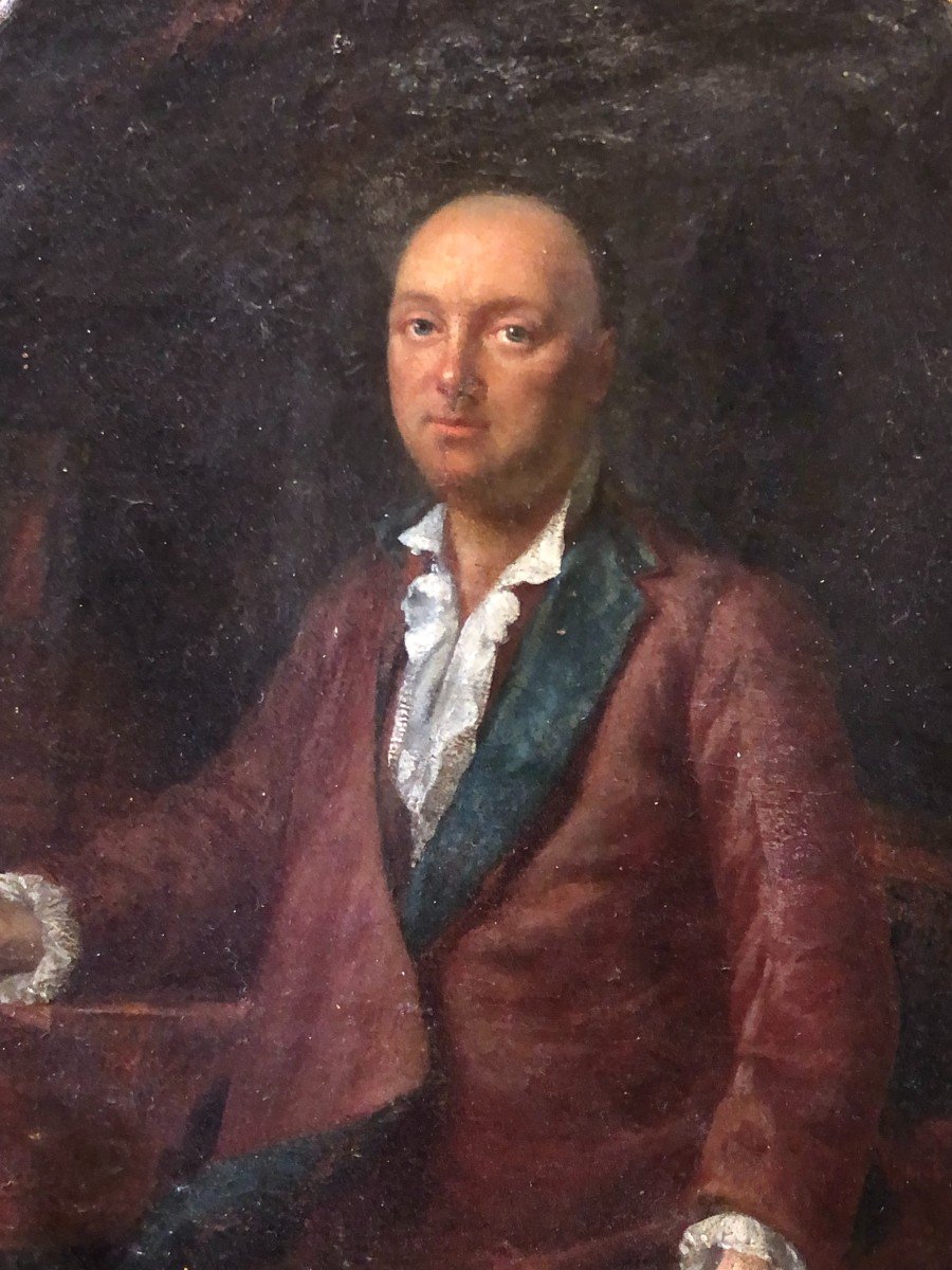 Entourage De Johann Georg Ziesenis (1716-1776) Portrait D Homme à Son Cabinet-photo-2