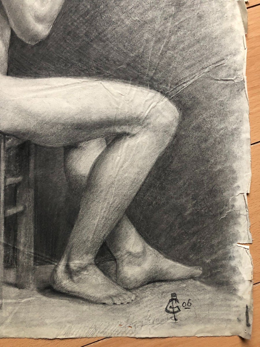 Ancien Dessin Académique Vers 1900 Par Chauvet Gaston - Crayon N° 6-photo-4