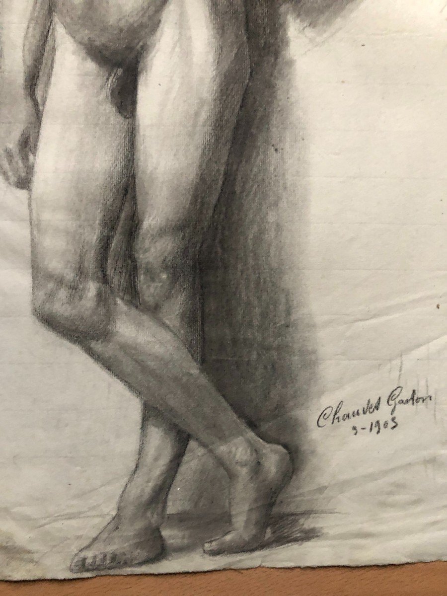 Ancien Dessin Académique Vers 1900 Par Chauvet Gaston - Crayon N° 7-photo-1