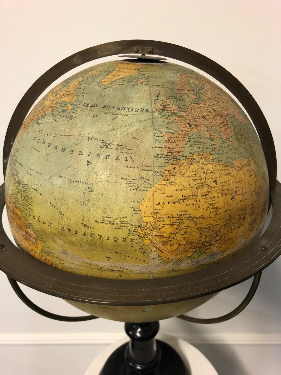 Grand Globe Terrestre Ou Mappemonde Maison Ch Perigot Fin XIXème H : 60 cm-photo-4