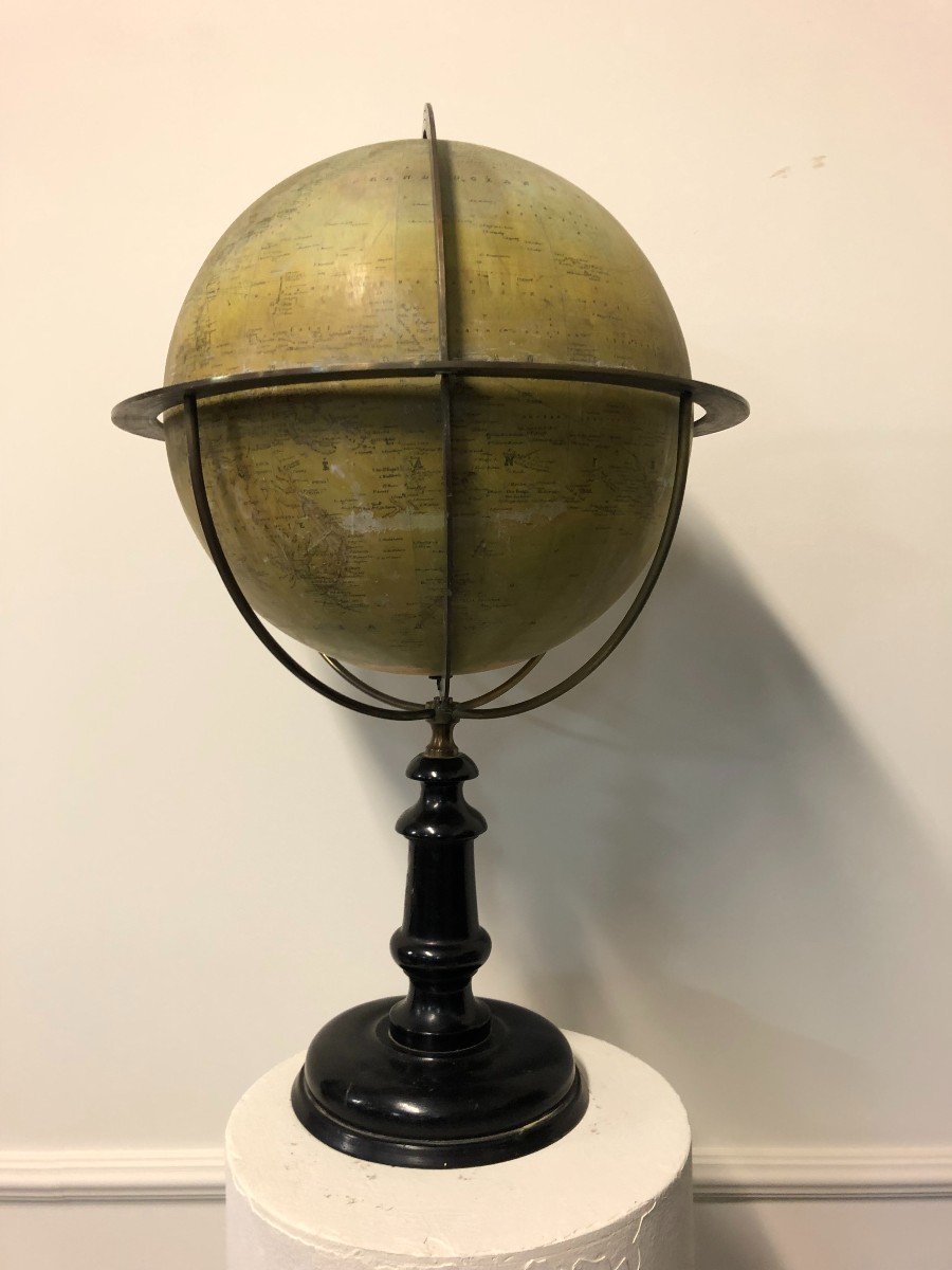 Grand Globe Terrestre Ou Mappemonde Maison Ch Perigot Fin XIXème H : 60 cm-photo-3