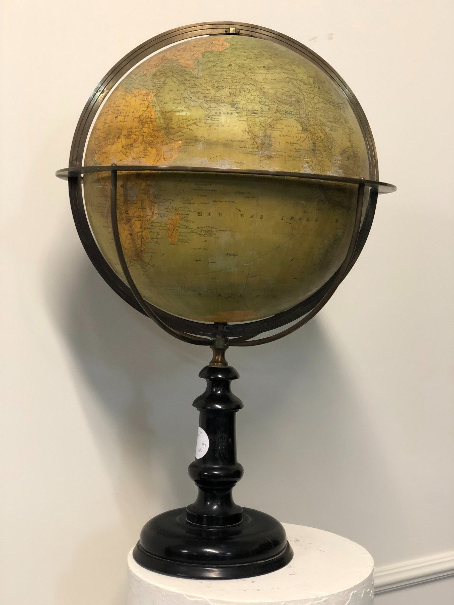 Grand Globe Terrestre Ou Mappemonde Maison Ch Perigot Fin XIXème H : 60 cm-photo-6