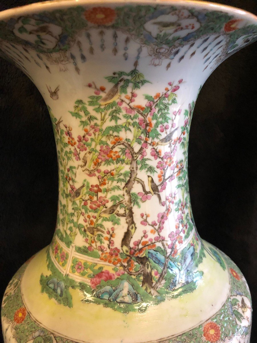 Grande Paire De Vases En Porcelaine De Chine Canton époque XIXème H 64 Cm-photo-1