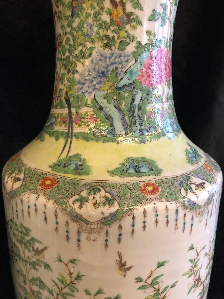 Grande Paire De Vases En Porcelaine De Chine Canton époque XIXème H 64 Cm-photo-5