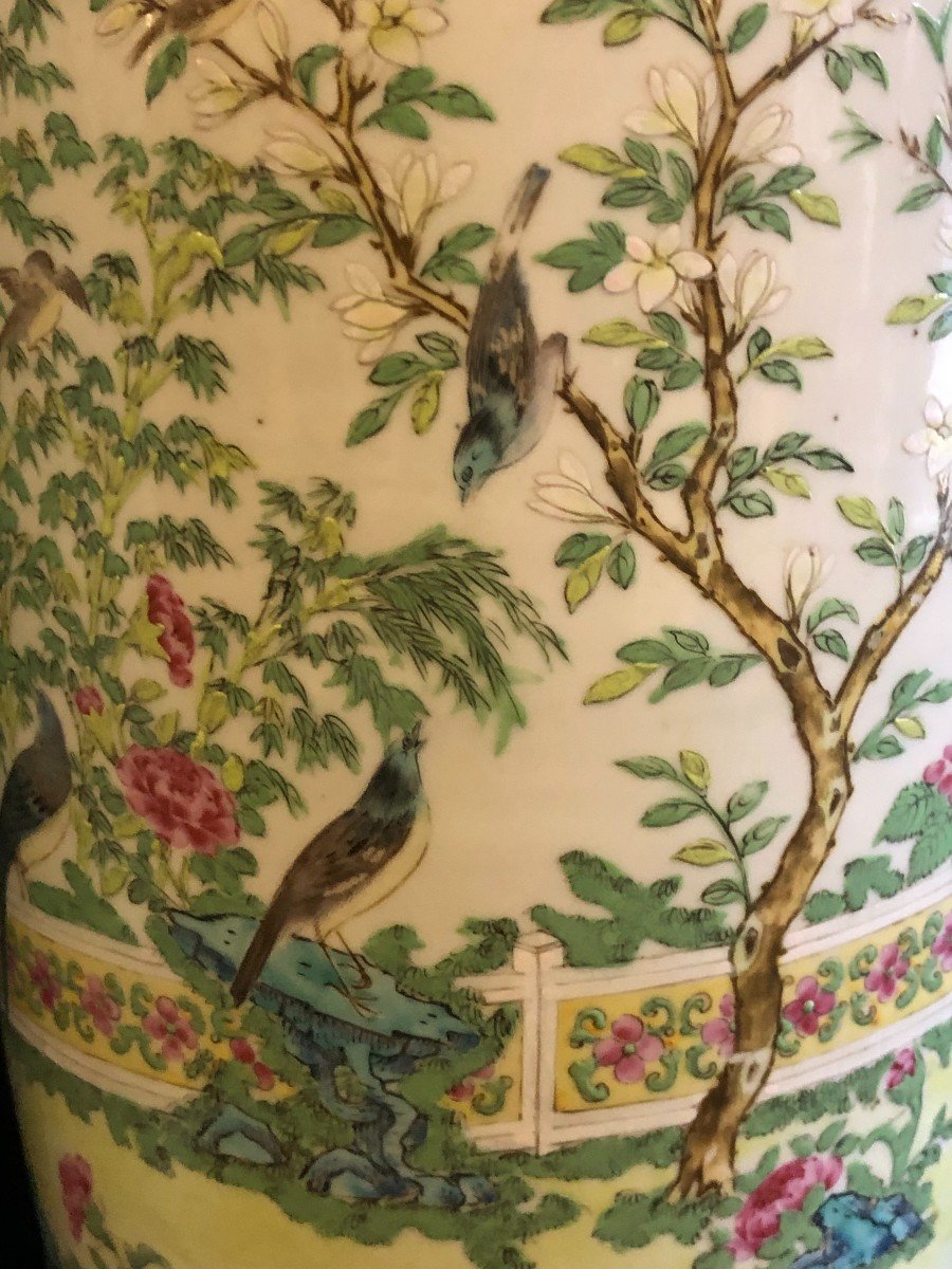 Grande Paire De Vases En Porcelaine De Chine Canton époque XIXème H 64 Cm-photo-7