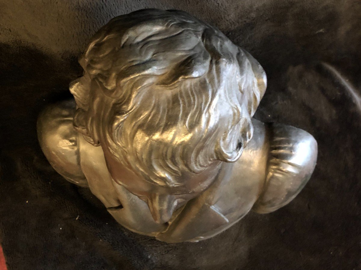 Ancien Buste d'Homme En Plâtre Patine Bronze époque début XIXème H 60 Cm -photo-6