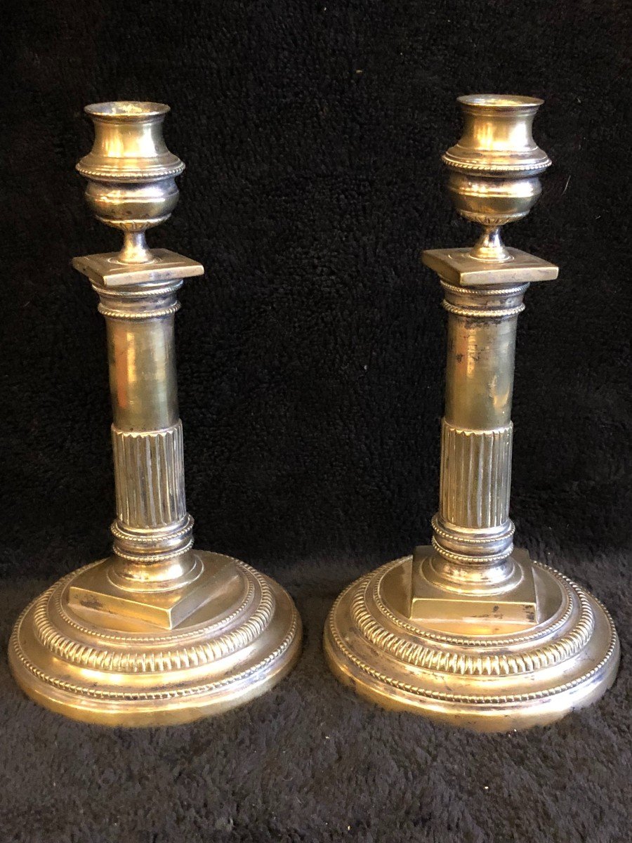 Pair Of Eighteenth Century Bronze Candlesticks