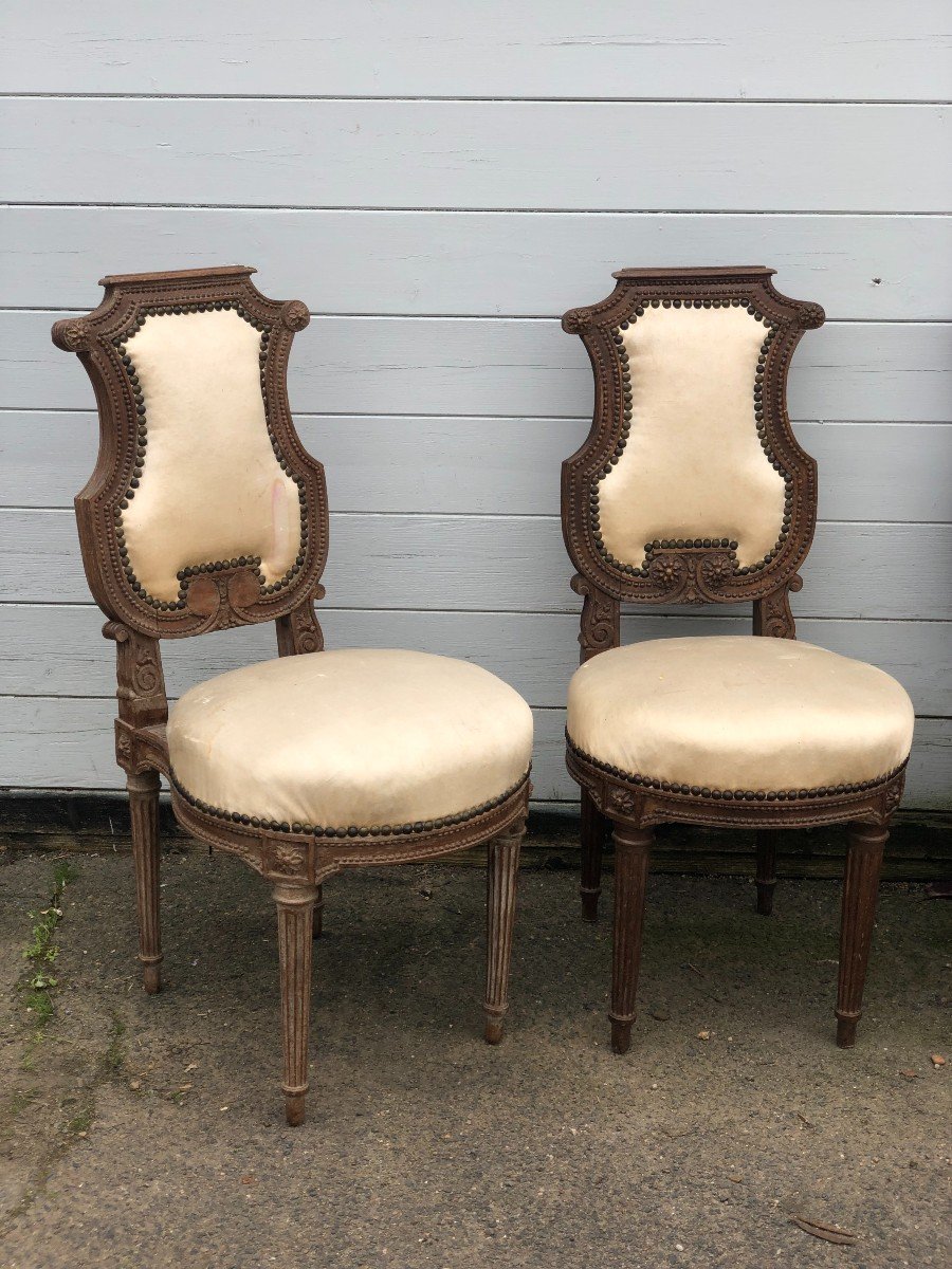 Suite Of Four Louis XVI Style Lyre Back Chairs-photo-3