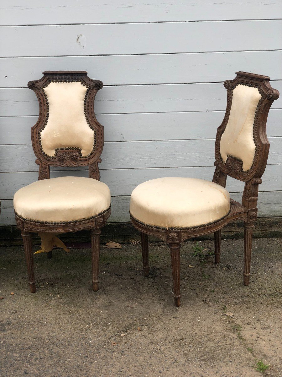 Suite Of Four Louis XVI Style Lyre Back Chairs-photo-1