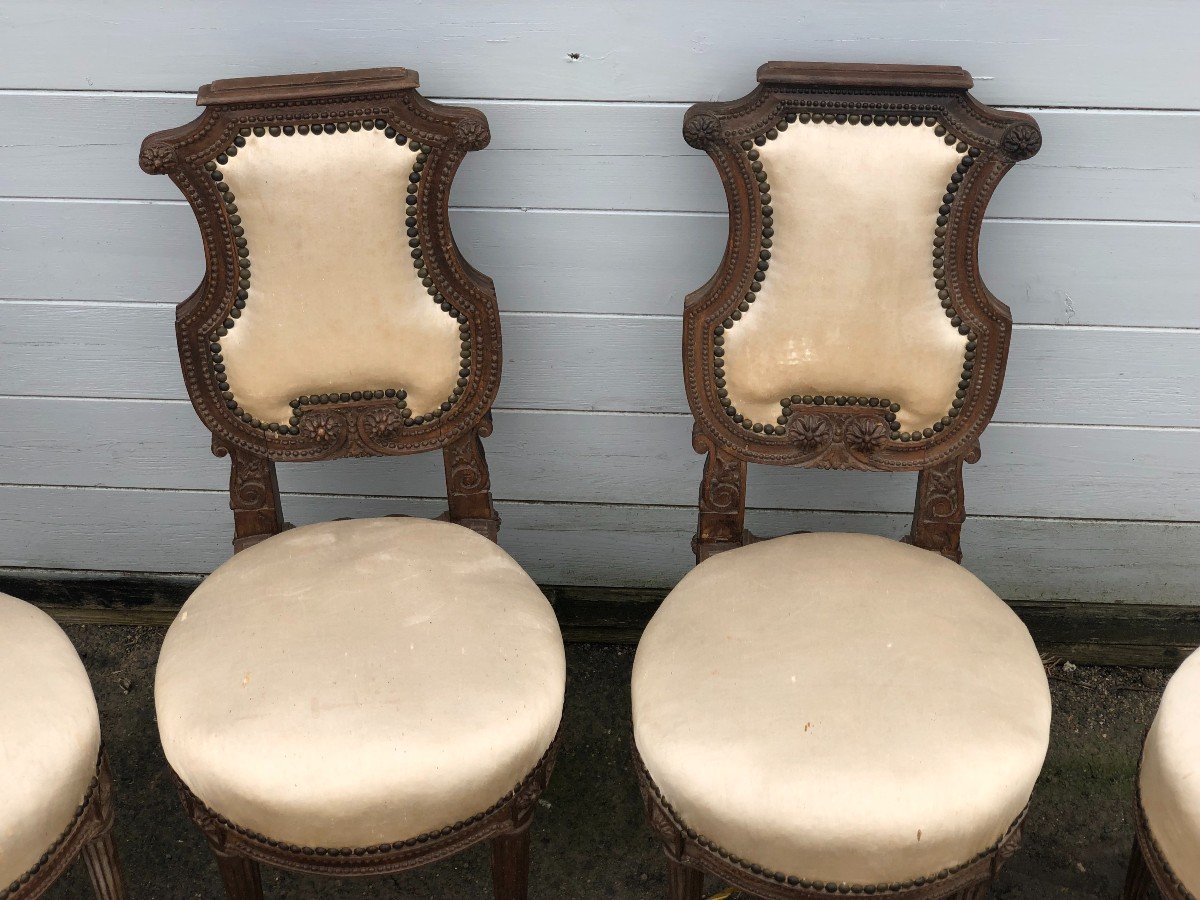 Suite Of Four Louis XVI Style Lyre Back Chairs-photo-2