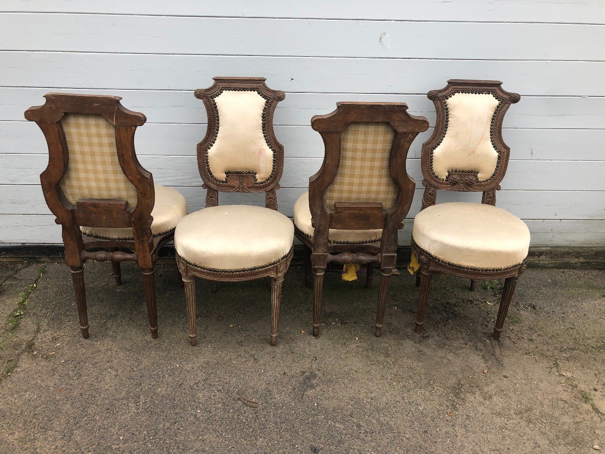 Suite Of Four Louis XVI Style Lyre Back Chairs-photo-4
