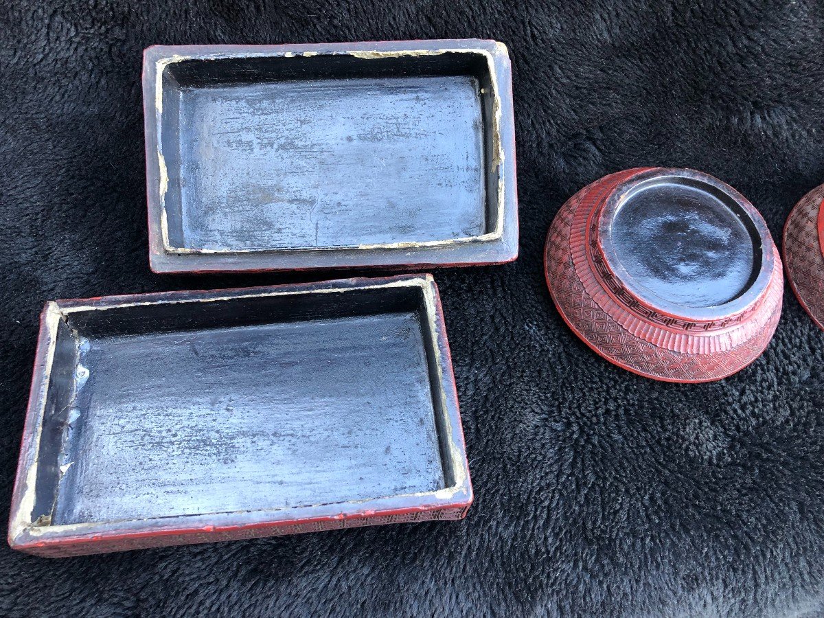2 Boxes In Cinnabar Lacquer - China XIXth-photo-2
