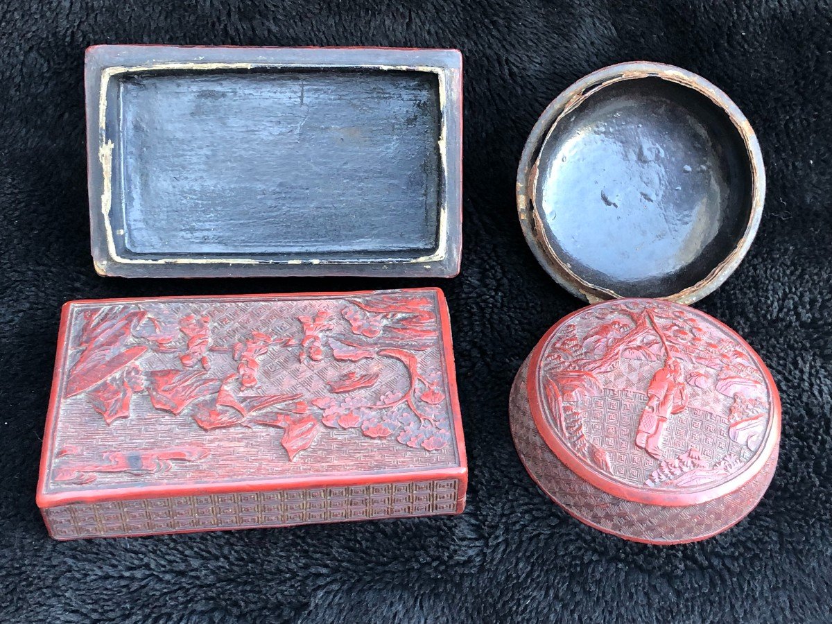 2 Boxes In Cinnabar Lacquer - China XIXth-photo-7