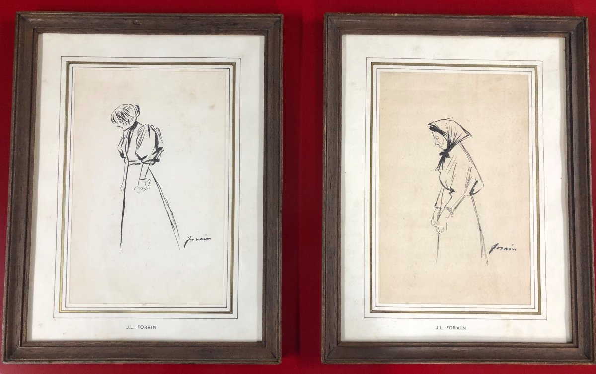 Jean-louis Forain (1852-1931) Two Chinese Ink Drawings-photo-4