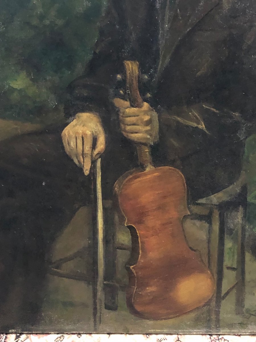 Important Portrait D’un Jeune Violoniste - Huile Sur Toile 1937  H 119cm-photo-2