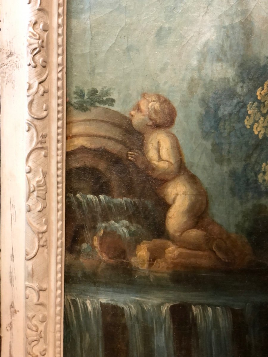 Scène Galante - grande  Peinture De Boiserie époque XVIIIème -photo-6
