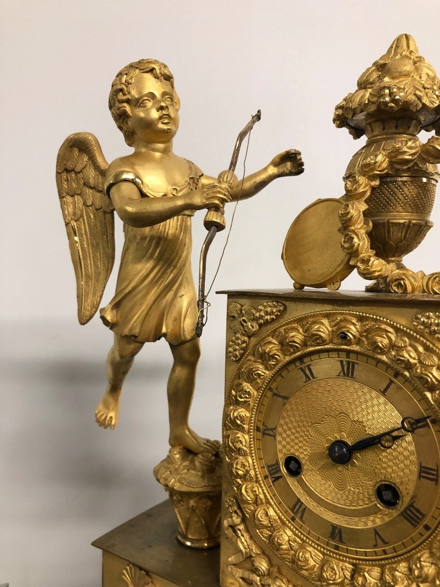Clock In Gilt Bronze Empire Restoration Period-photo-4