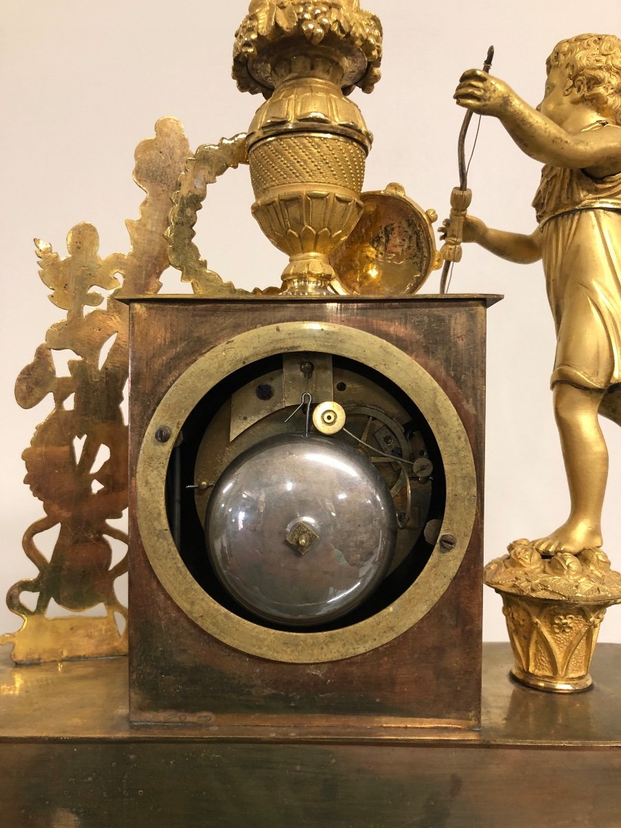 Clock In Gilt Bronze Empire Restoration Period-photo-8