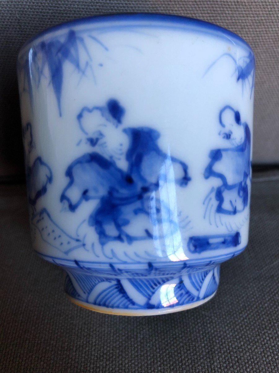 Pot A Pinceau - Calligraphie - Porcelaine Du Vietnam Bleue Et Blanc époque XIXème -photo-3