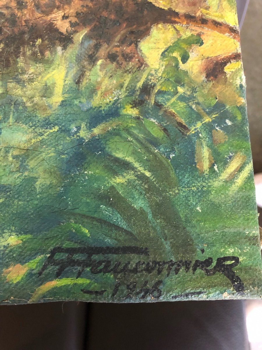 Peinture Huile Sur Toile « jungle » Signé Fauconnier Daté 1946-photo-7