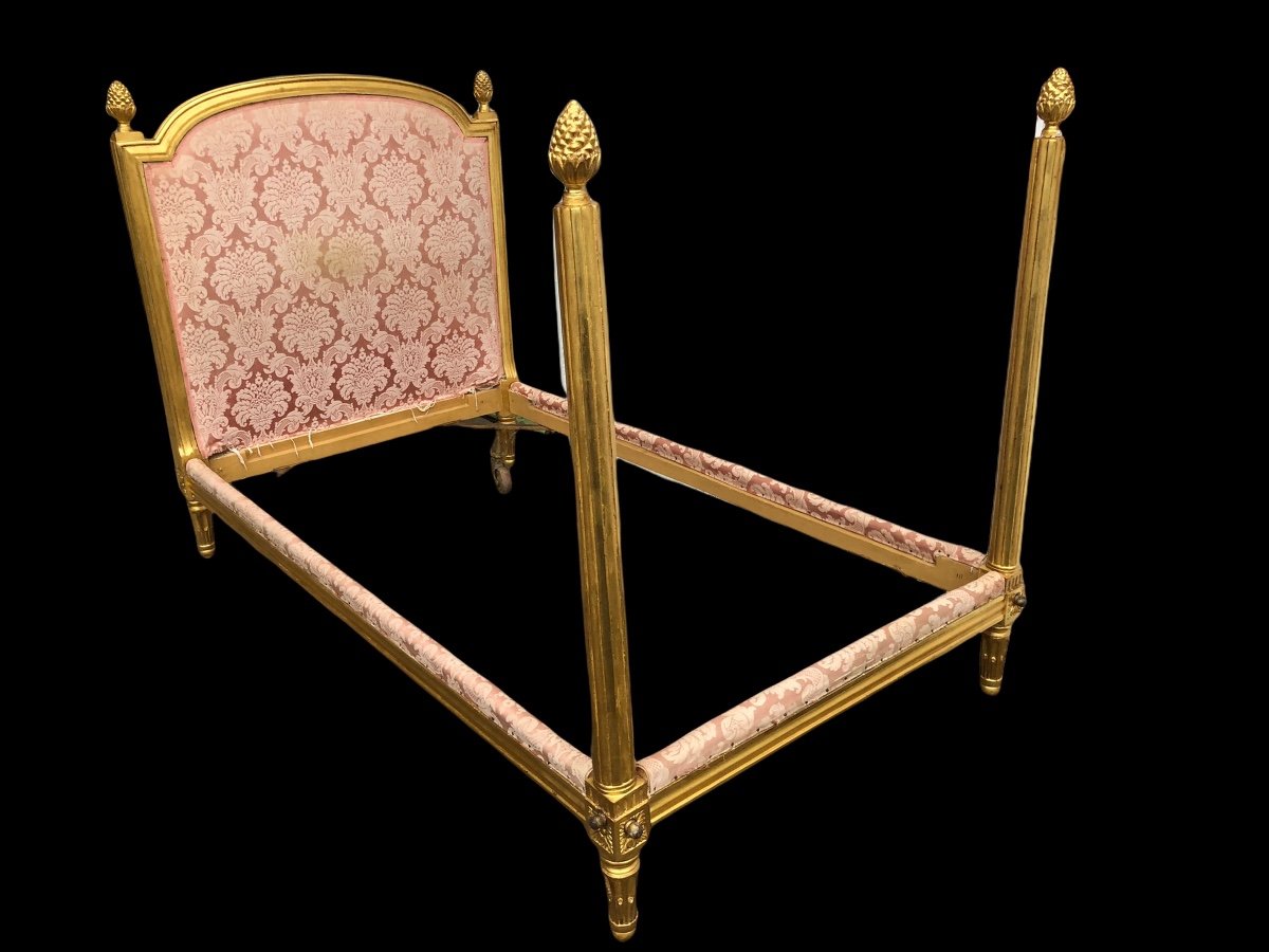 Lit D’époque Louis XVI En Bois Doré - XVIIIéme Siècle -photo-3