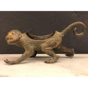 Vienna Bronze - Monkey - Chimpanzee Door Needles Or Scraper Pen Nineteenth
