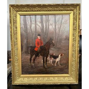 Peinture - Huile Sur Toile Chasse à Courre - Signé Et Daté 1902