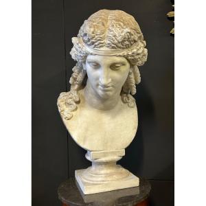 Grand Buste Plâtre Ariadne Fin XIXéme hauteur 70 cm