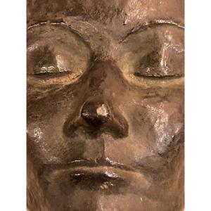 Bronze Mask Signed Seiler Dated 45 - Height 16 Cm