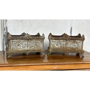 Pair Of Cast Iron Planters, Late Nineteenth Time