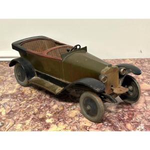 Old Jep Torpedo Delage Tin Car With Mechanical Key Circa 1930-toy