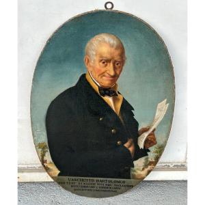 Portrait De Vaschetto Bartolomeo - huile sur toile début XIXéme - peinture - tableau 