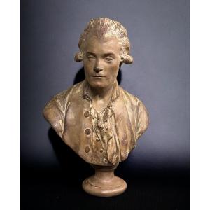 Patinated Plaster Bust Of Robespierre After Jean Antoine Houdon H 70 Cm