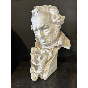 Mariano Benlliure (1862-1947) Bust Of Goya - Plaster Sculpture H 61 Cm