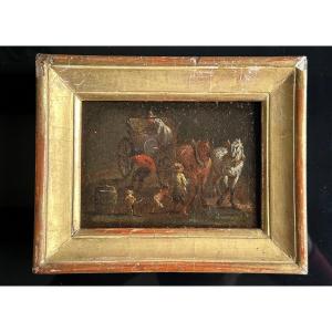 Small Oil Painting On Canvas 17th Century