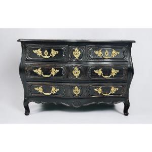 Louis XV Period Tomb Commode Black Lacquered - 18th Century