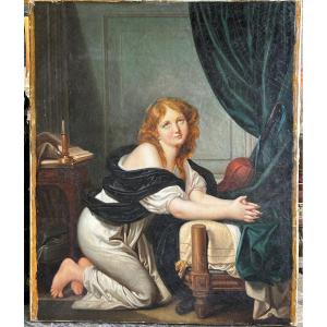 Ecole Française Du XIXe Siècle - d'Après Jean Baptiste Greuze - La Prière Du Matin