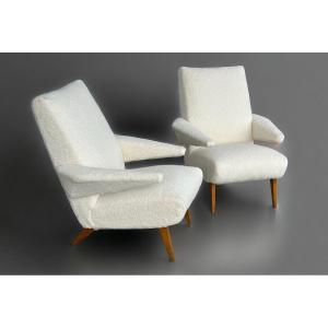 Pair Of Vintage Armchairs From The 1950s-60s Refurbished 