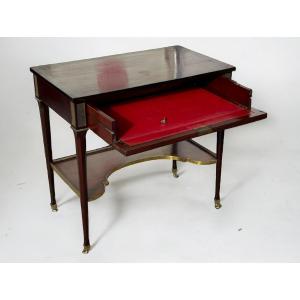 Console Table Writing Desk In Mahogany Louis XVI Style 20th Century Period 