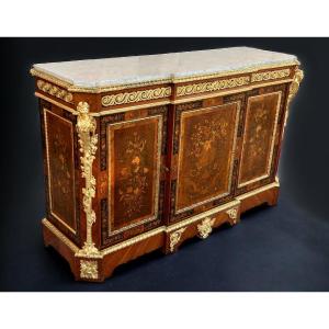 Buffet Height Support - Sideboard Three Doors Napoleon III Period Stamped By Monbro Aîné