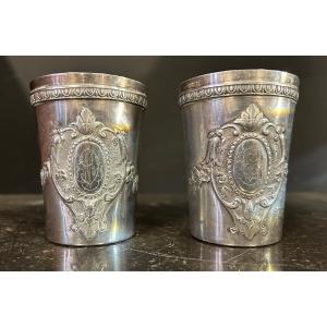 Pair Of Timpani In Sterling Silver With Napoleon III Minerva Hallmark - Weight: 345 Gr