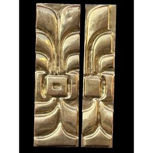 Jacques Duval - Brewer (1934-2021) Decorative Brass Wall Plates - Circa 1970 H 66 Cm