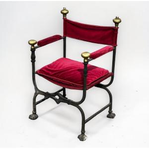 Curule Armchair In Iron And Bronze In The Style Of The 17th Century 20th Century - X Armchair 