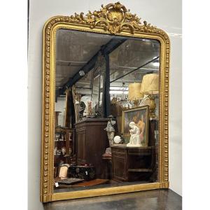 Louis Phillipe Mirror In Wood And Golden Stucco - Ice - 