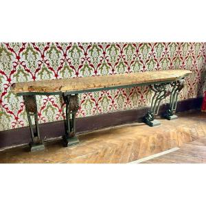 Très Importante Console En Fer Forgé De Style Louis XV D’époque Fin XIXéme L 260 Cm 