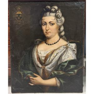 Portrait Of A Woman (lady d'Estaing Marie De Nettancour) 18th Century Oil On Canvas 