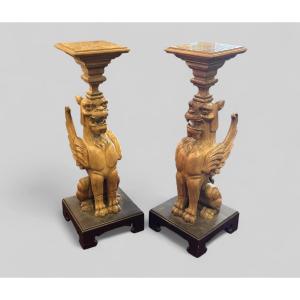 Paire de sellettes aux griffons époque fin XIXéme - gaine - colonne - sellette Napoléon III